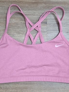Nike Dri-Fit Rose Pink Crisscross Sports Bra Stretch Lightweight Wirless